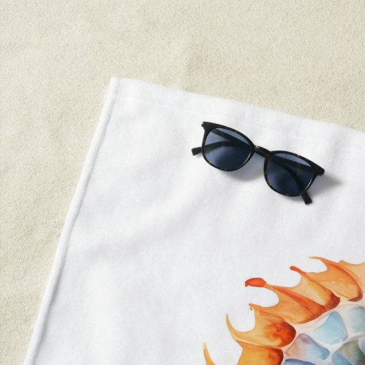 GRILLIG, KLEURRIJK ZEEPAARD GEPERSONALISEERD STRANDLAKEN (In situ)