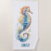 GRILLIG, KLEURRIJK ZEEPAARD GEPERSONALISEERD STRANDLAKEN (Voorkant)