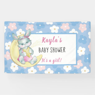 Grillig Konijn Meisje Baby Shower Aanpasbaar Spandoek