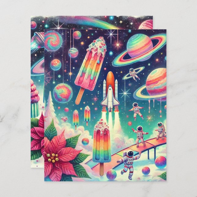 grillig kosmisch poinsettia plakboek papier (Voorkant / Achterkant)