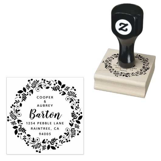 grillig krans retouradres rubberstempel (Gestempeld)