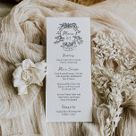 grillig kuif | Monogram Zwart-wit bruiloft Menu<br><div class="desc">Deze stijlvolle zwart-wit trouwmenukaarten of repetitie dinerkaarten zijn voorzien van een zwarte,  handgetekende illustratie van een trouwkam met cherubs en bloemen,  en uw initialen of monogram in het midden. Modern handgeschreven script en klassieke zwarte tekst creëer een tijdloze look.</div>
