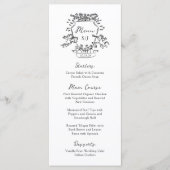 grillig kuif | Monogram Zwart-wit bruiloft Menu (Voorkant)