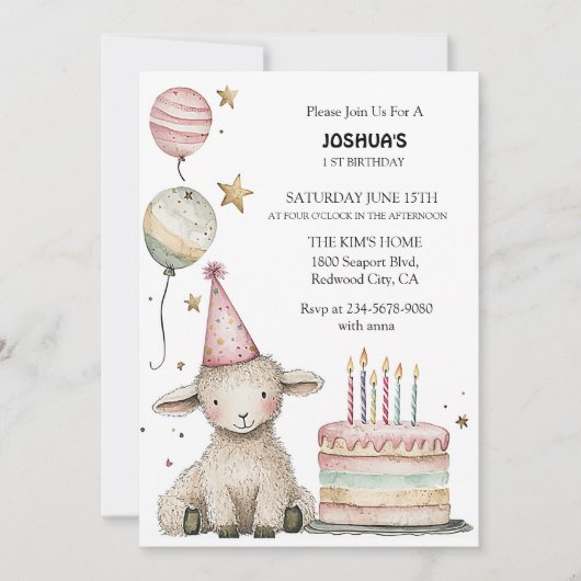 grillig lamsverjaardagsfeest kaart (Voorkant)