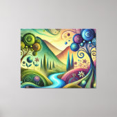 Grillig landschap met wervelende bomen en rivier canvas afdruk (Voorkant)