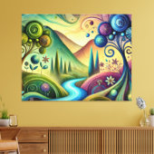 Grillig landschap met wervelende bomen en rivier canvas afdruk (Insitu (Woonkamer))
