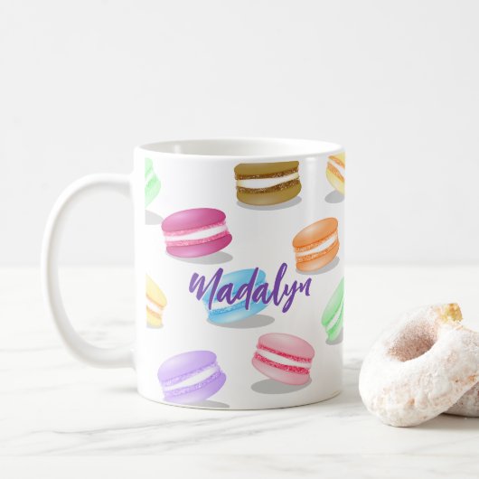 grillig macarons patroon gepersonaliseerd koffiemok (Met donut)