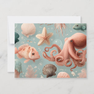 grillig mariene levenspatroon briefkaart