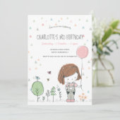 grillig meisje Kinder peuters verjaardagsuitnodigi Kaart (Staand voorkant)