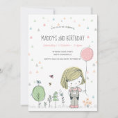 grillig meisje Kinder peuters verjaardagsuitnodigi Kaart (Voorkant)