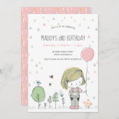 grillig meisje Kinder peuters verjaardagsuitnodigi Kaart (Voorkant / Achterkant)