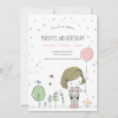 grillig meisje Kinder peuters verjaardagsuitnodigi Kaart (Voorkant)