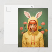 grillig meisje met konijnenhoeden briefkaart (Voorkant / Achterkant)