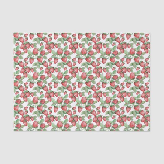 Grillig met de hand getekend aardbeienpatroon aqua tissuepapier (Voorkant)