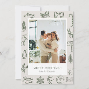 Grillig met de hand getekende boog foto vrolijk ke feestdagenkaart