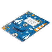 grillig nautisch scènepatroon gepersonaliseerd notitieboek (Linkerzijde)