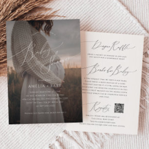 grillig neutraal   Foto in één Baby shower Kaart