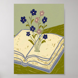 Grillig Open Boek met Illustratie van Wilde Bloeme Poster