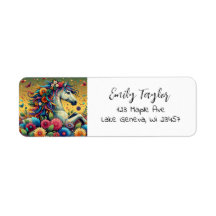 grillig paard in kleurrijke bloemen