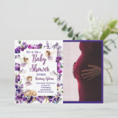 grillig Paarse feeëriek Baby shower Kaart (Staand voorkant)