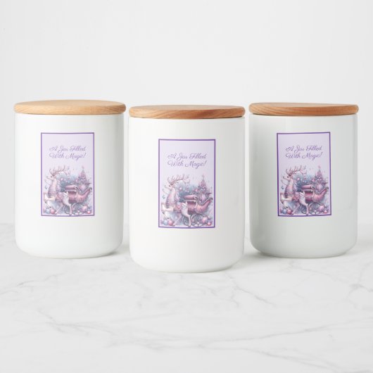 grillig Paarse rendier Voedselcontainer Etiket (Flessen)