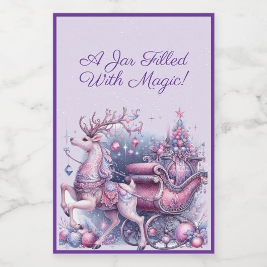 grillig Paarse rendier Voedselcontainer Etiket (Enkel label)