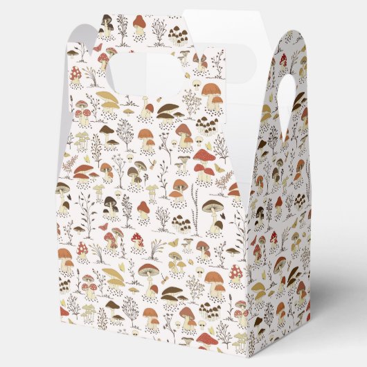 grillig paddenstoelenpatroon in het bos bedankdoosjes (Geopend)