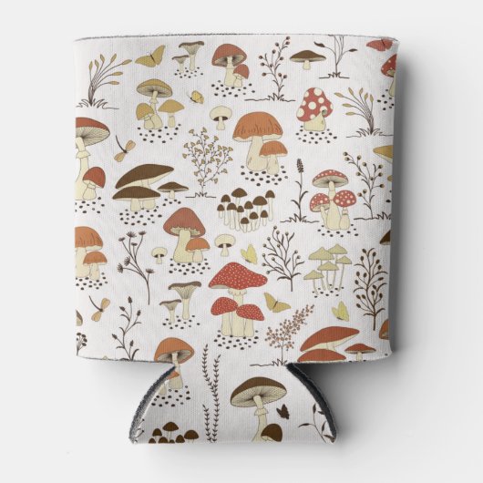 grillig paddenstoelenpatroon in het bos blikjeskoeler (Voorkant)