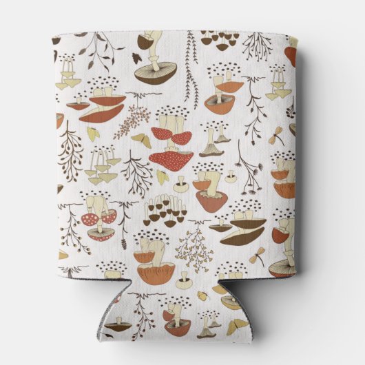 grillig paddenstoelenpatroon in het bos blikjeskoeler (Achterkant)