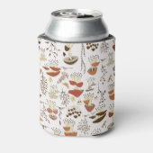 grillig paddenstoelenpatroon in het bos blikjeskoeler (Blikje Achterkant)
