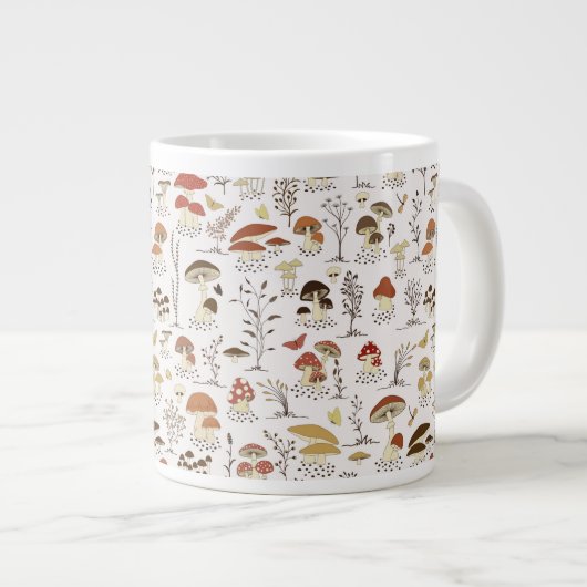 grillig paddenstoelenpatroon in het bos grote koffiekop (Voorkant rechts)
