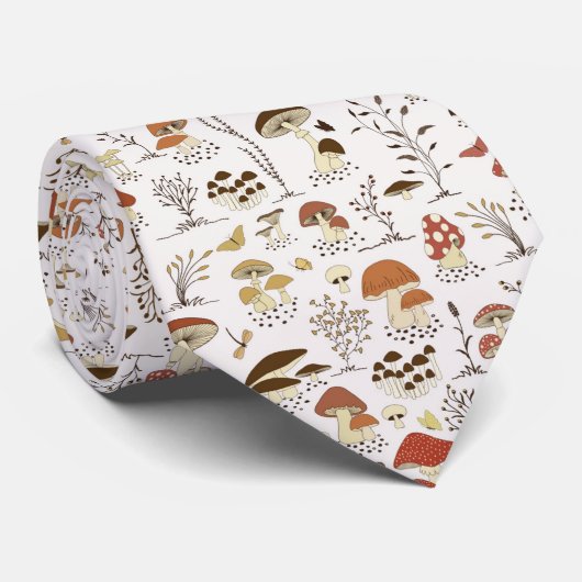 grillig paddenstoelenpatroon in het bos stropdas (Opgerold)