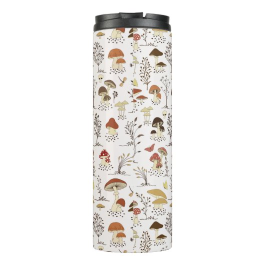 grillig paddenstoelenpatroon in het bos thermosbeker (Achterkant)