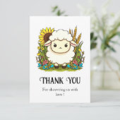 grillig pastelschaap Baby shower Bedankkaart (Staand voorkant)