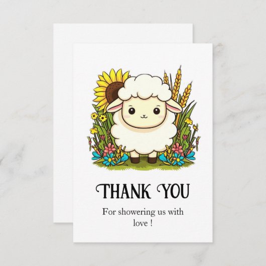 grillig pastelschaap Baby shower Bedankkaart (Voorkant / Achterkant)