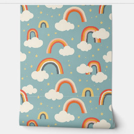 grillig regenboogwolkenpatroon | moderne kinderkam behang