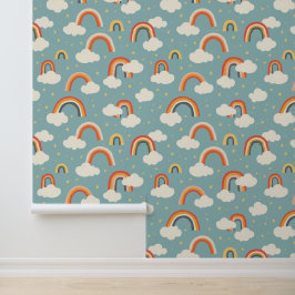 grillig regenboogwolkenpatroon | moderne kinderkam behang