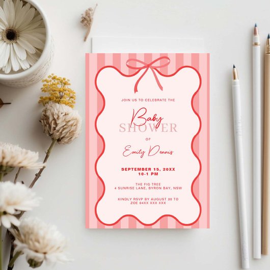 grillig retro border Baby shower Kaart