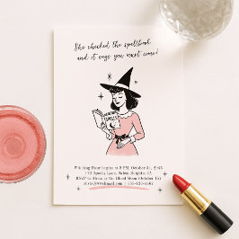grillig | Retro Spellbook Witch Halloween Party Kaart