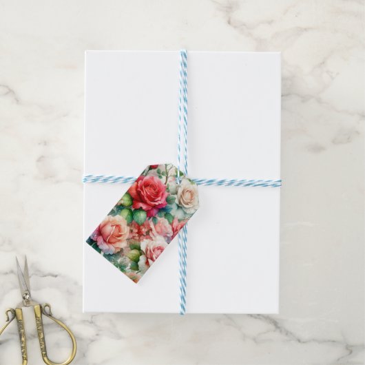 grillig Roos Cadeaulabel (Met Touw)