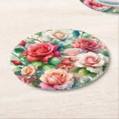 grillig Roos Ronde Kartonnen Onderzetter (Gebogen)