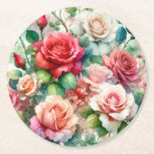 grillig Roos Ronde Kartonnen Onderzetter (Voorkant)
