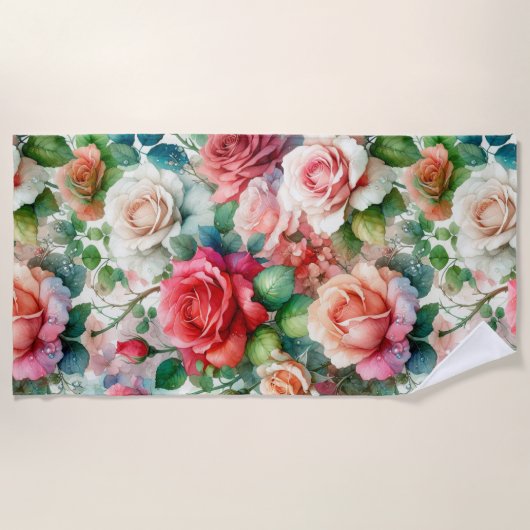 grillig Roos Strandlaken (Voorkant)