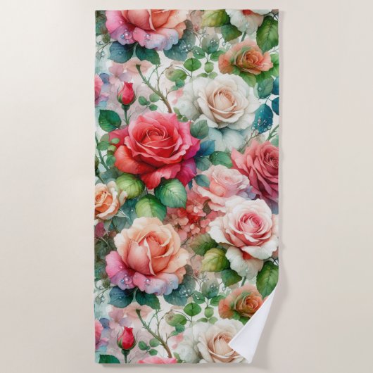 grillig Roos Strandlaken (Voorkant)