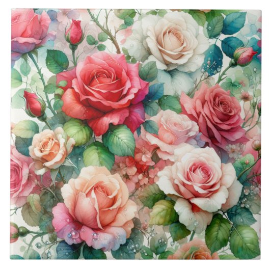 grillig Roos Tegeltje (Voorkant)