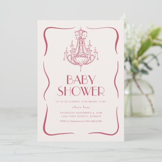  grillig roze Baby shower Uitnodigen Kaart (Staand voorkant)