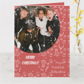 grillig roze kerstpatroon kaart (Gele Bloem)