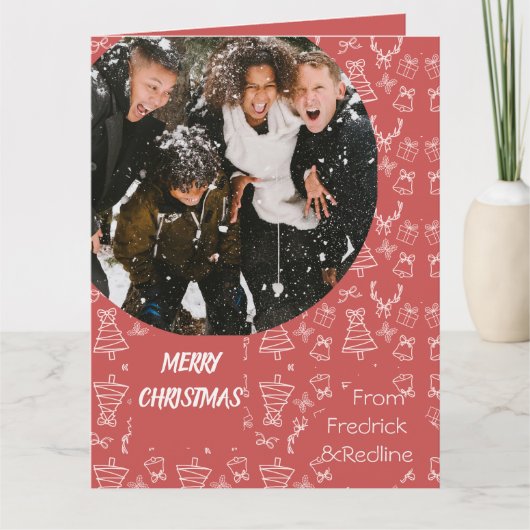 grillig roze kerstpatroon kaart (Voorkant)