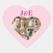 Grillig Roze Monogram Hart Fotocollage Sticker (Voorkant)