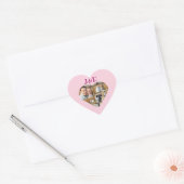 Grillig Roze Monogram Hart Fotocollage Sticker (Envelop)